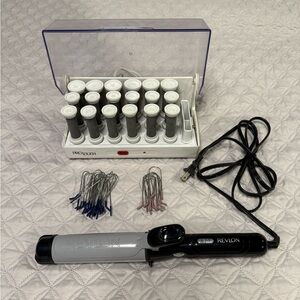 Revlon Pro Collection Curling Iron and Roller Set - Black and Gray